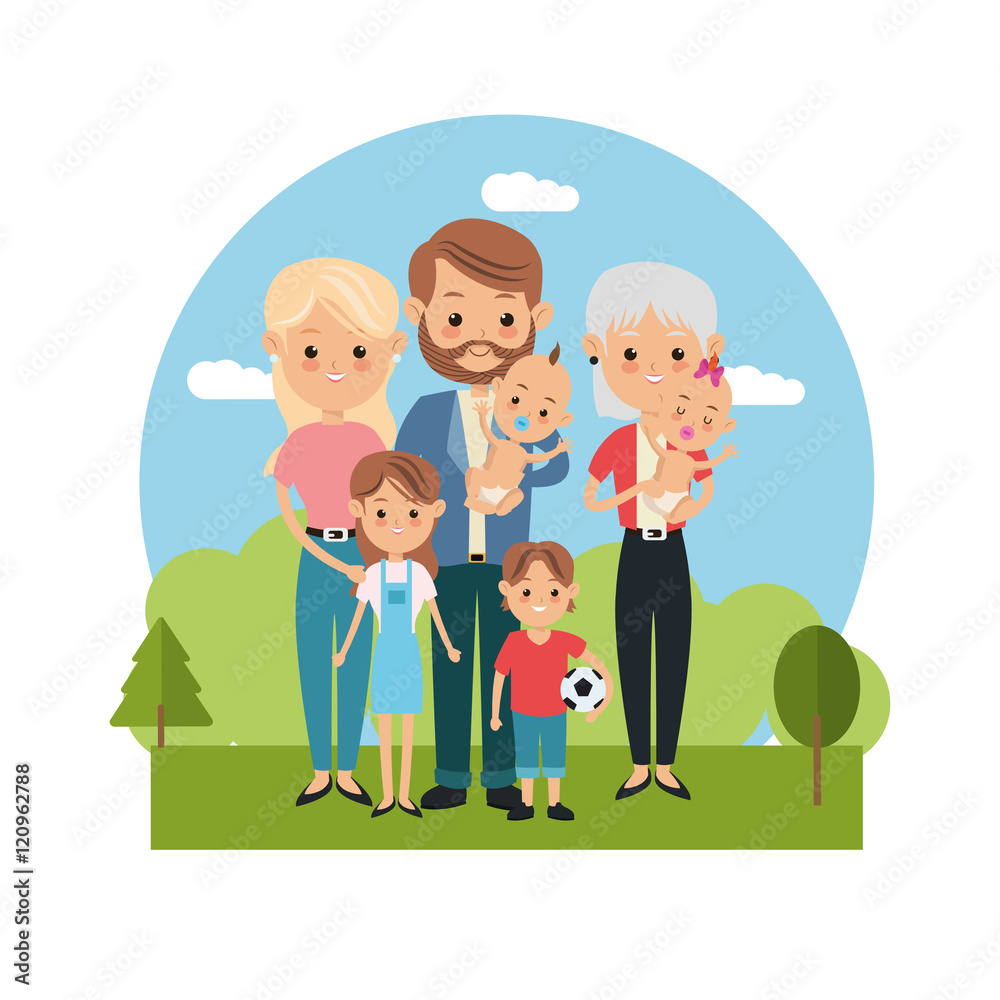 Mother father woman man kids and grandmother icon. Family relationship avatar and generation theme. Colorful design. Vector illustration