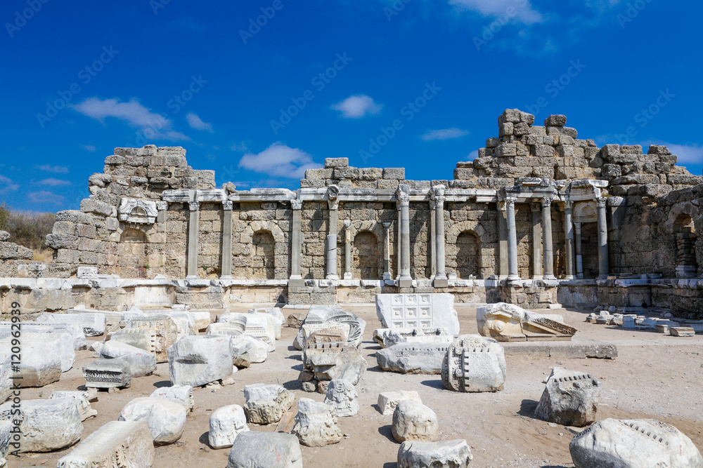 Ancient ruins. Side, Turkey.