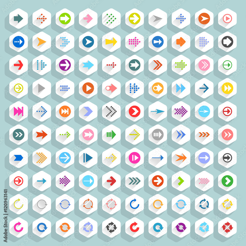 Flat arrow icon hexagon web button Flat arrow icon hexagon web button