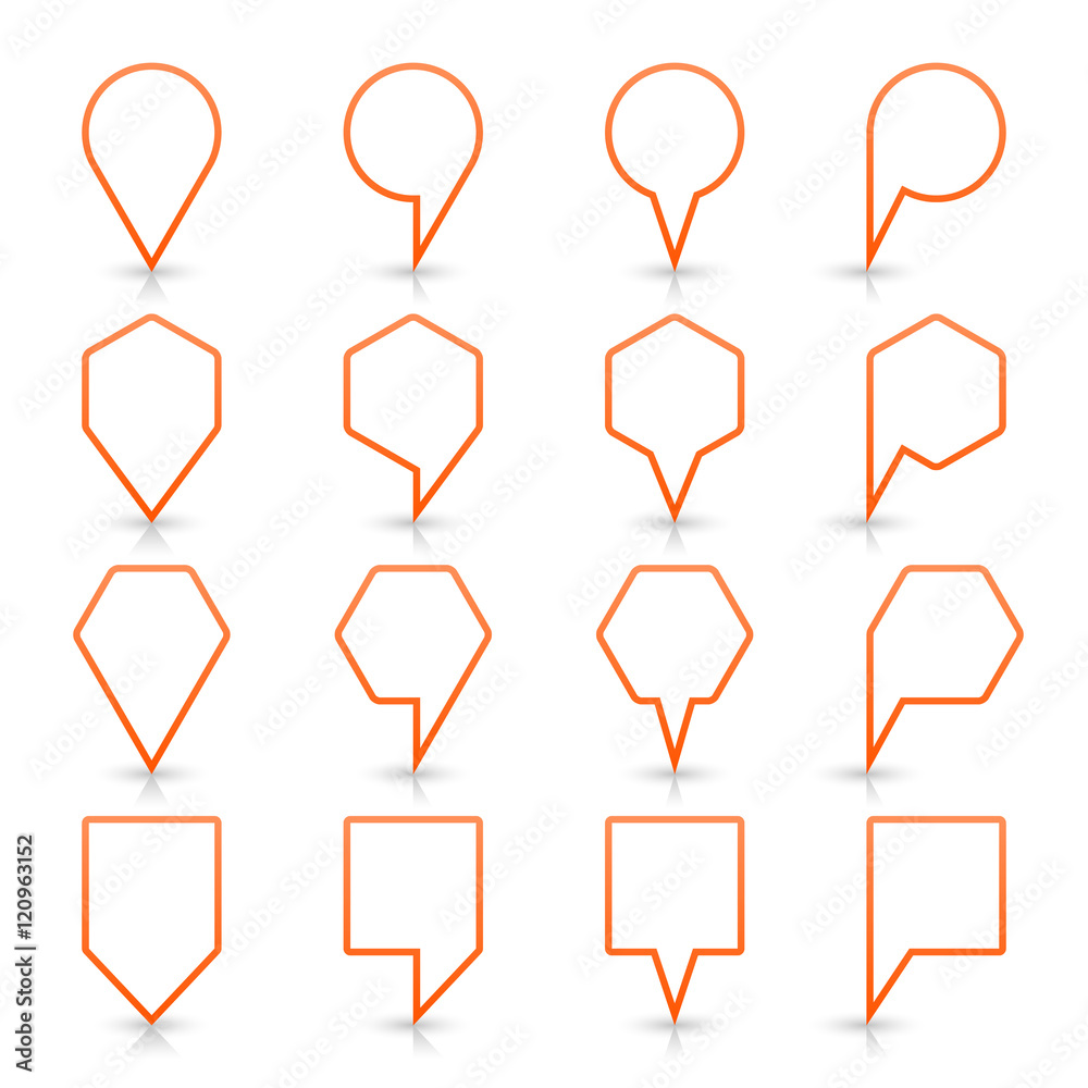 Orange map pin sign flat location icon web button Orange map pin sign flat location icon web button