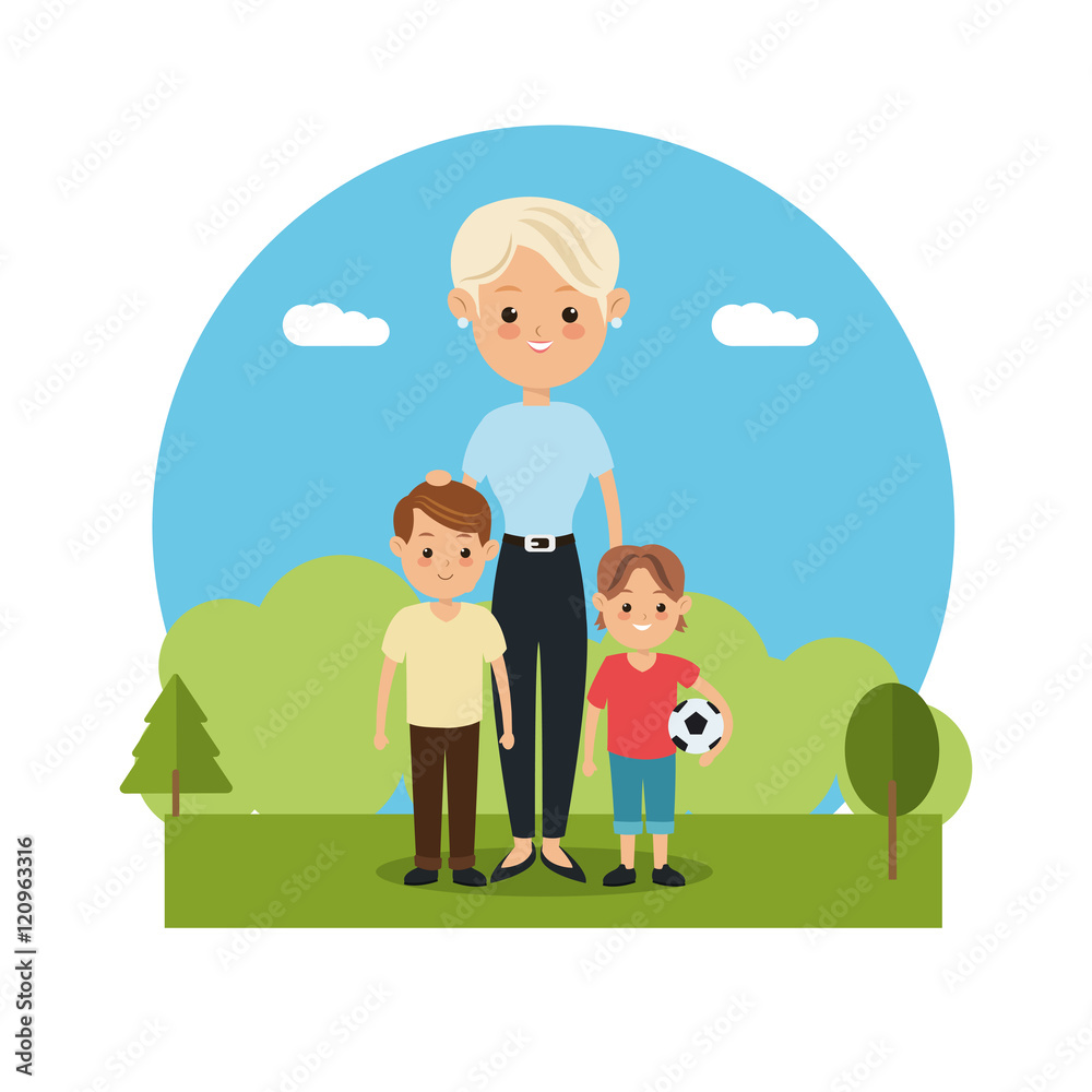 Mother woman and kids icon. Family relationship avatar and generation theme. Colorful design. Vector illustration