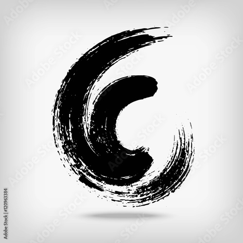 Artistic creative painted circle for logo, label, branding. Black enso zen round. Vector illustration.