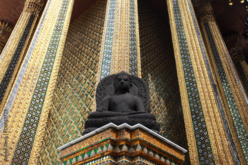 The buddha statue inside the Grand Palace in Bangkok Thailand