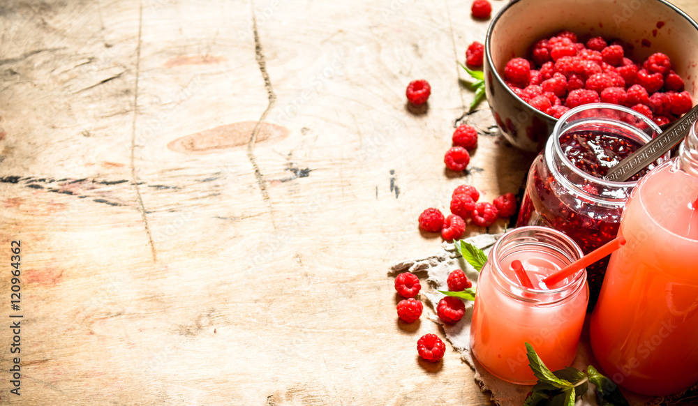 The juice of fresh raspberries and jam. The juice of fresh raspberries and jam.