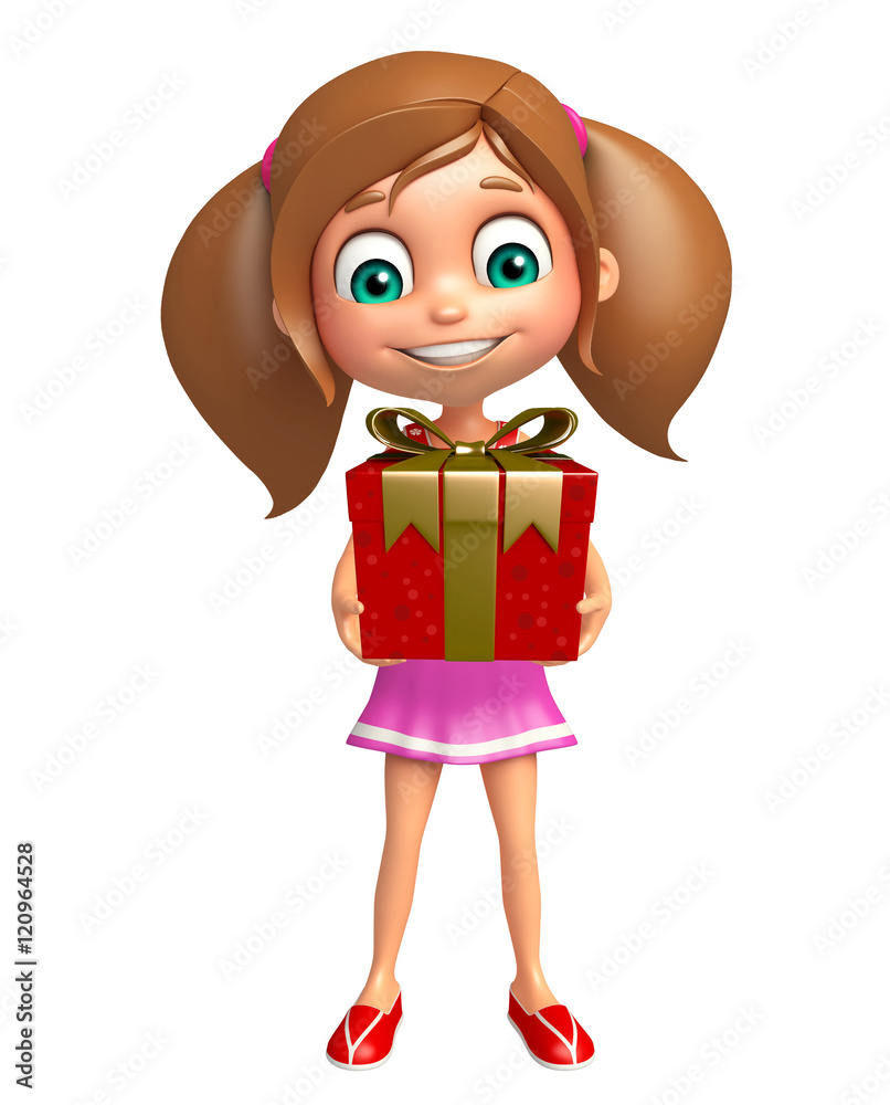 kid girl with Gift box kid girl with Gift box