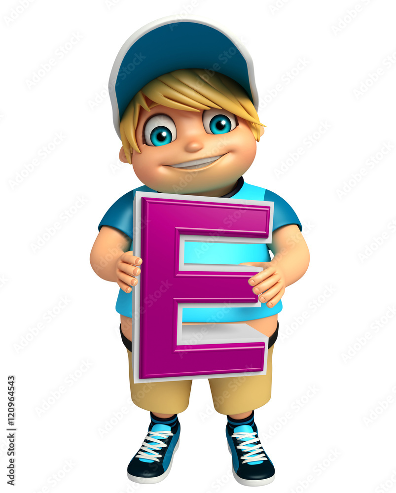 kid boy with E alphabate kid boy with E alphabate