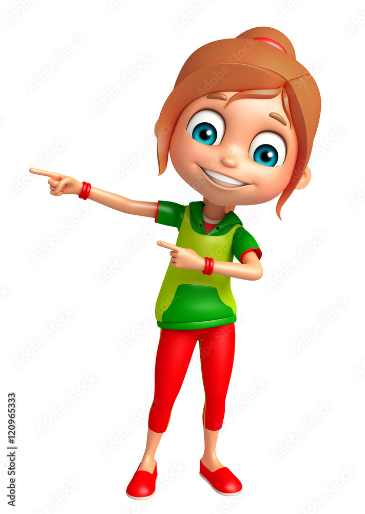 kid girl with Pointing Pose kid girl with Pointing Pose