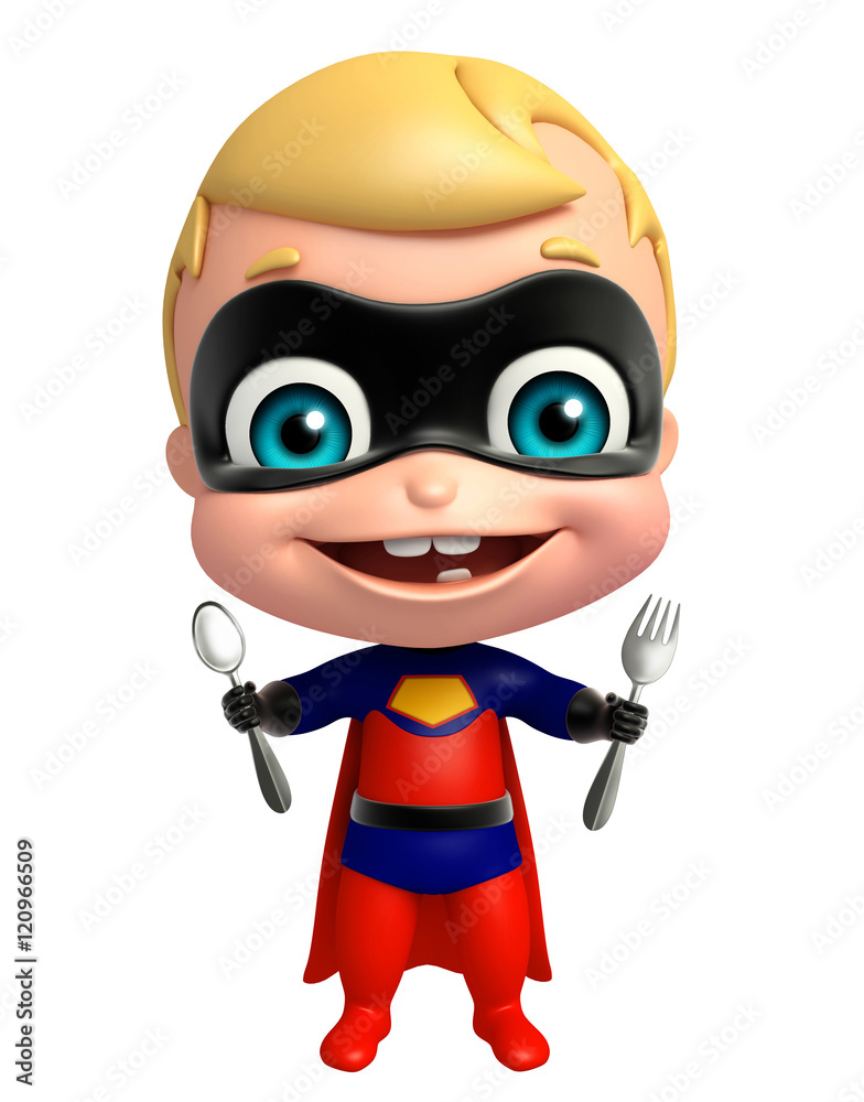 cute superbaby with with Spoon