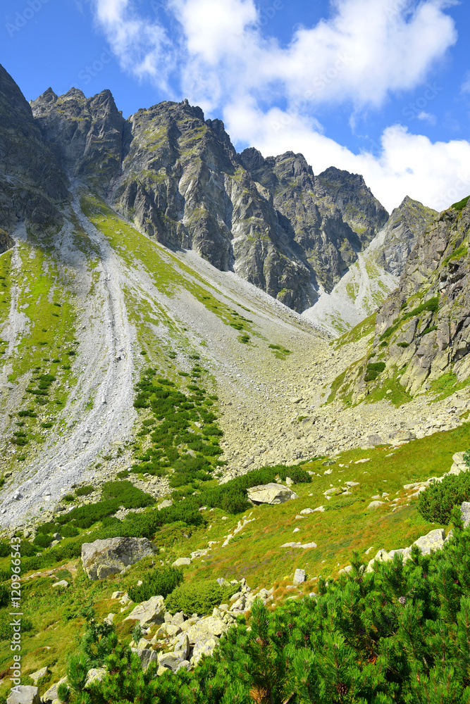 Mountain ridge Bast. Mengusovska Valley in Vysoke Tatry (High Tatras), Slovakia