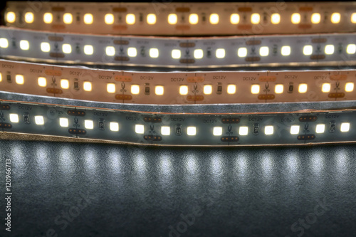 Group of LED lighting on black background.