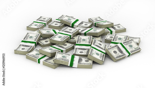 pile of money american dollar bills 3d illustration