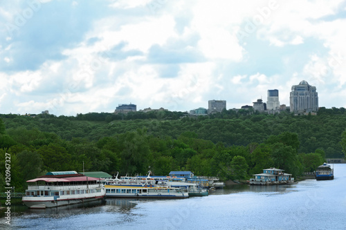 Large ships in city bay