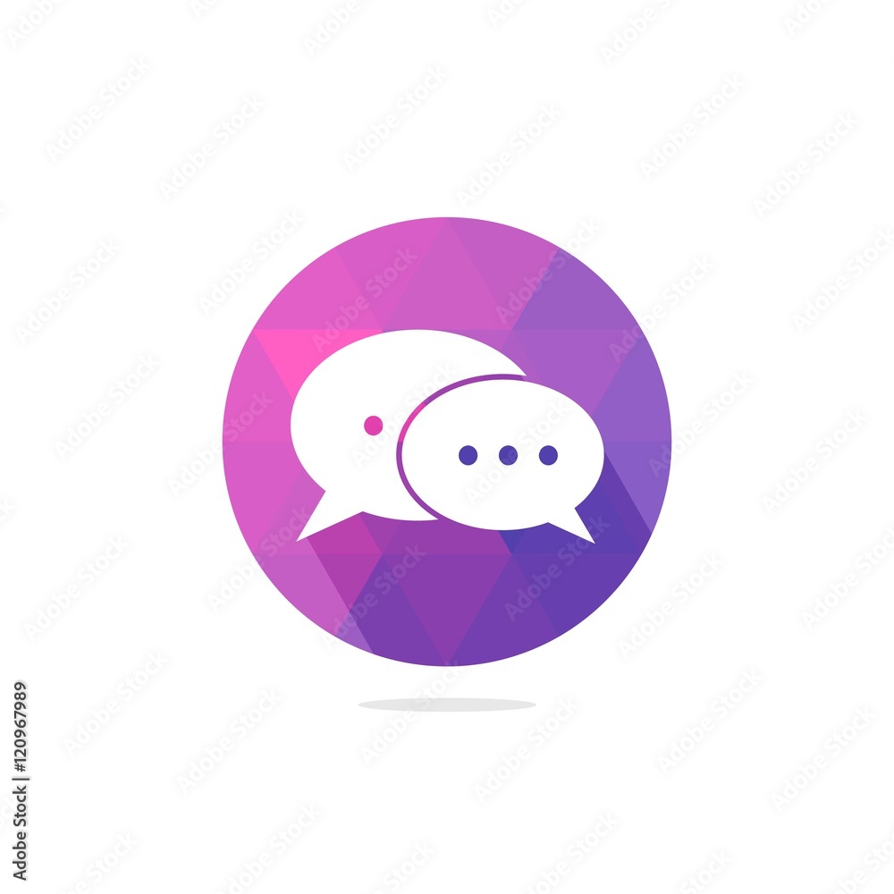 Modern Bubble Speech or Chat Icon with Long Shadow Modern Bubble Speech or Chat Icon with Long Shadow