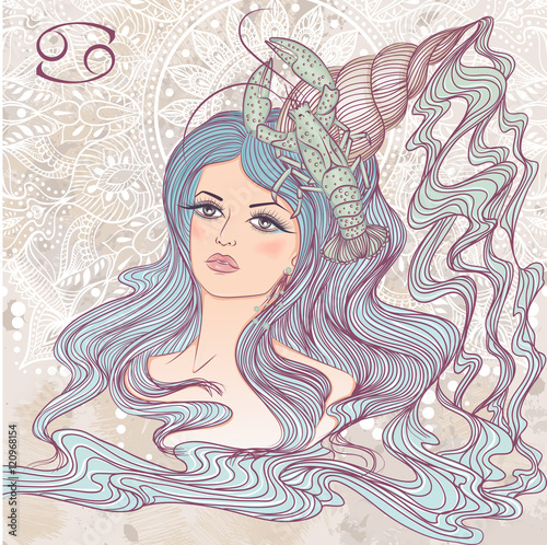 Astrological sign of Cancer as a portrait of beautiful girl
