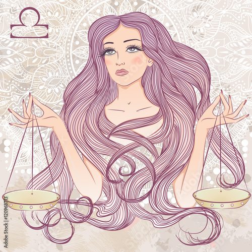 Astrological sign of Libra as a portrait of beautiful girl photo