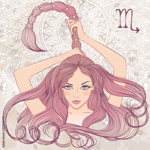 Astrological sign of Scorpio as a portrait of beautiful girl