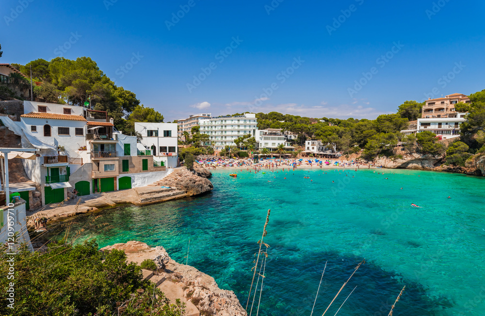 Beautiful coast bay beach Majorca Spain Cala Santanyi