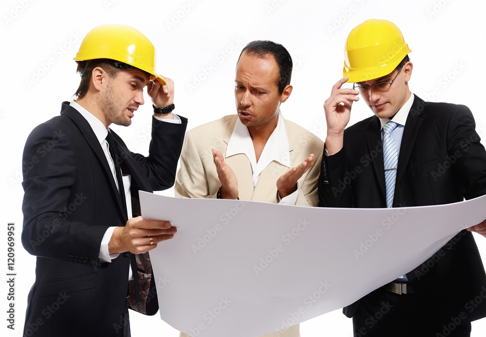 Construction team at business meeting. Studio shot Construction team at business meeting. Studio shot