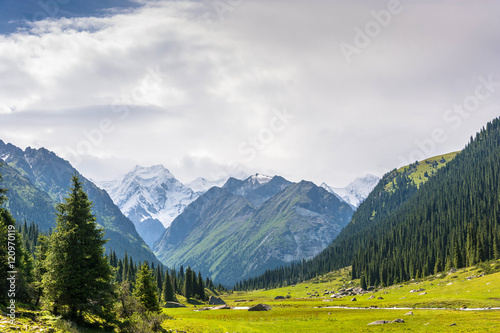 Mountain landscape with snow-capped peaks, Kyrgyzstan. © Valery Smirnov