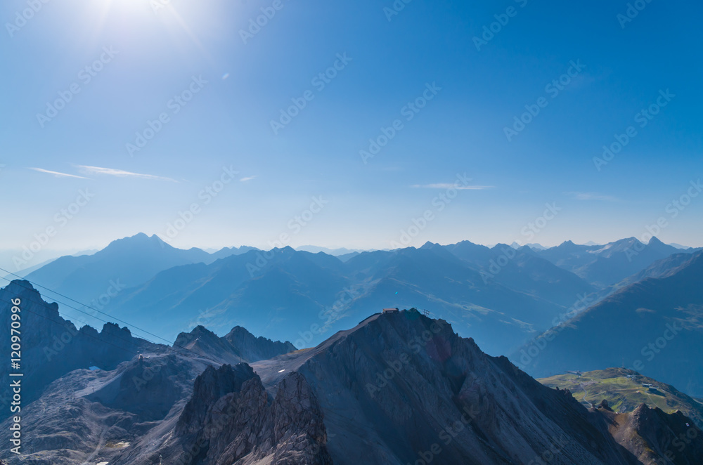 Beautiful view from the mountain Valluga, Lechtal alps, Austria