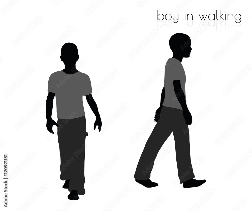 boy in walking pose on white background