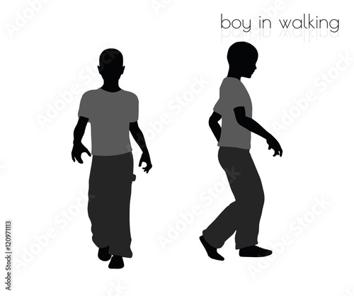 boy in walking pose on white background