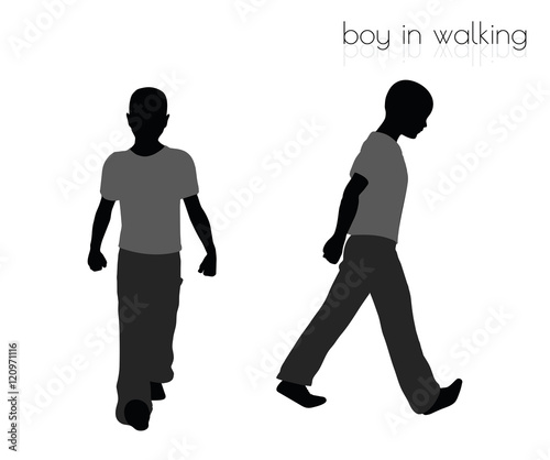 boy in walking pose on white background