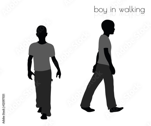 boy in walking pose on white background