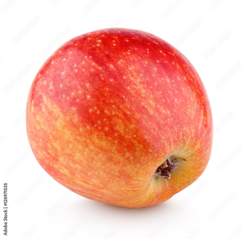 Fototapeta premium Single fresh red yellow apple isolated on white background with clipping path