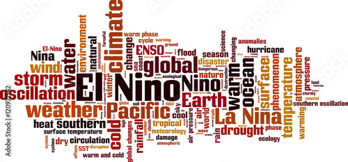 El Nino word cloud concept. Vector illustration