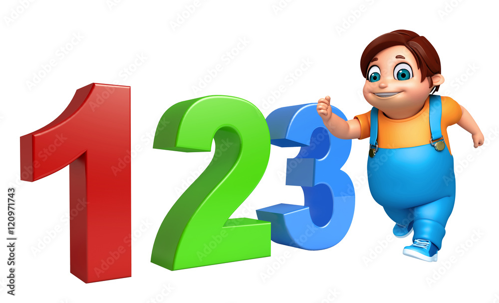 Fototapeta premium kid boy with 123 sign