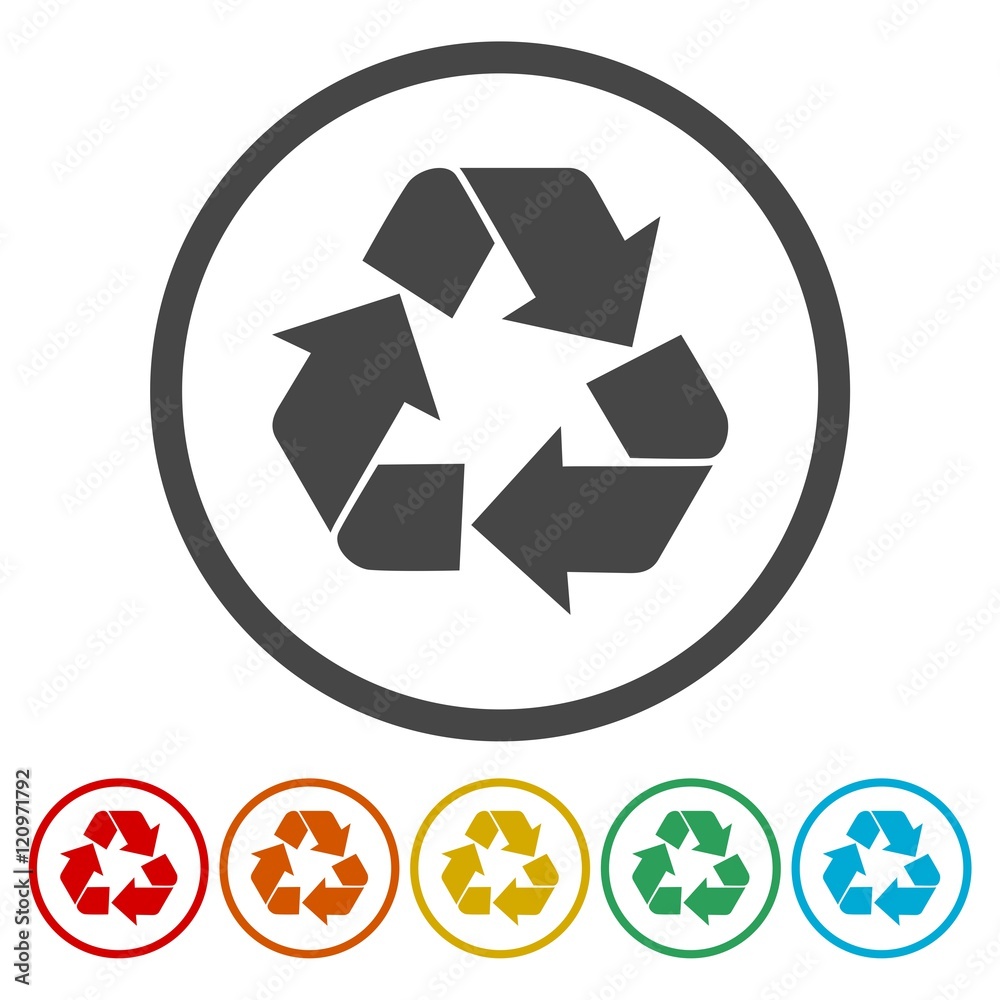 Recycle icon in circle . Vector illustration Recycle icon in circle . Vector illustration