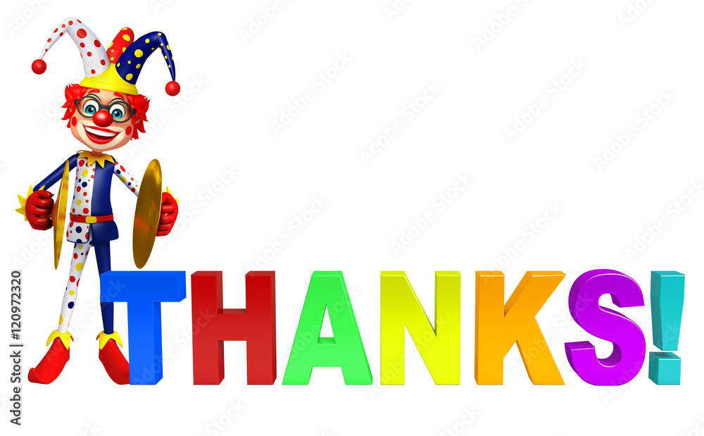 Fototapeta premium Clown with Musical instrument & Thanks sign