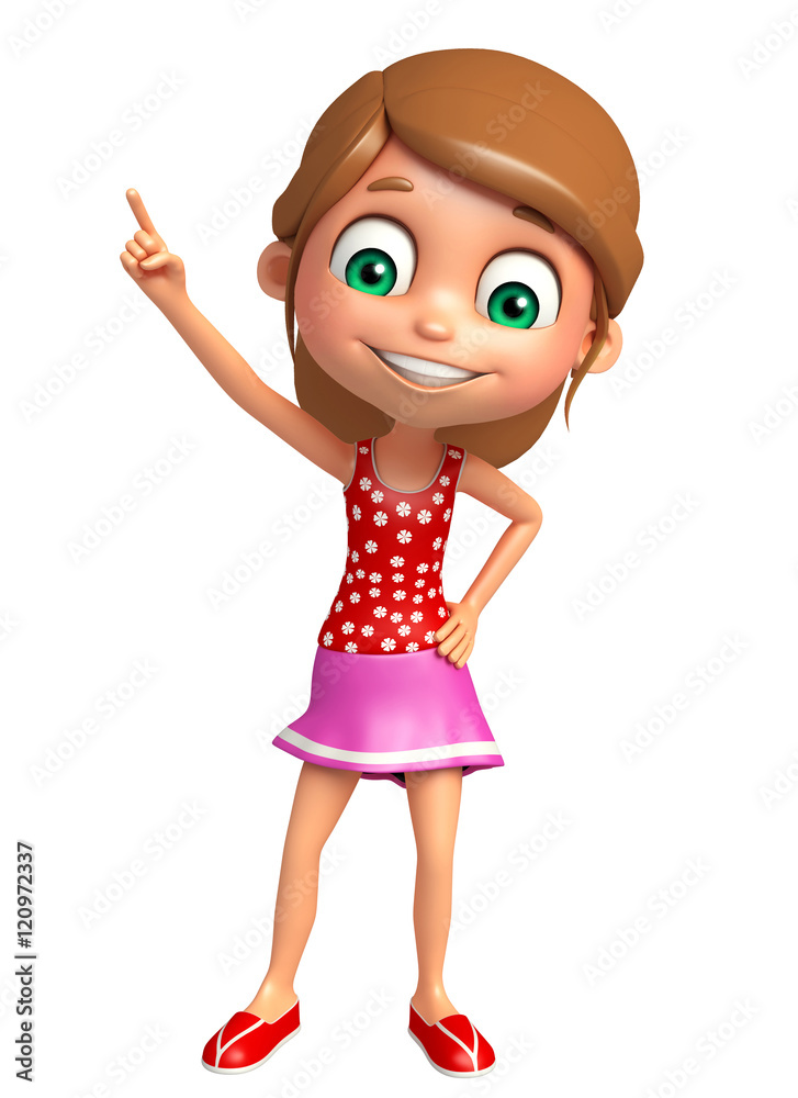 kid girl with Pointing Pose kid girl with Pointing Pose