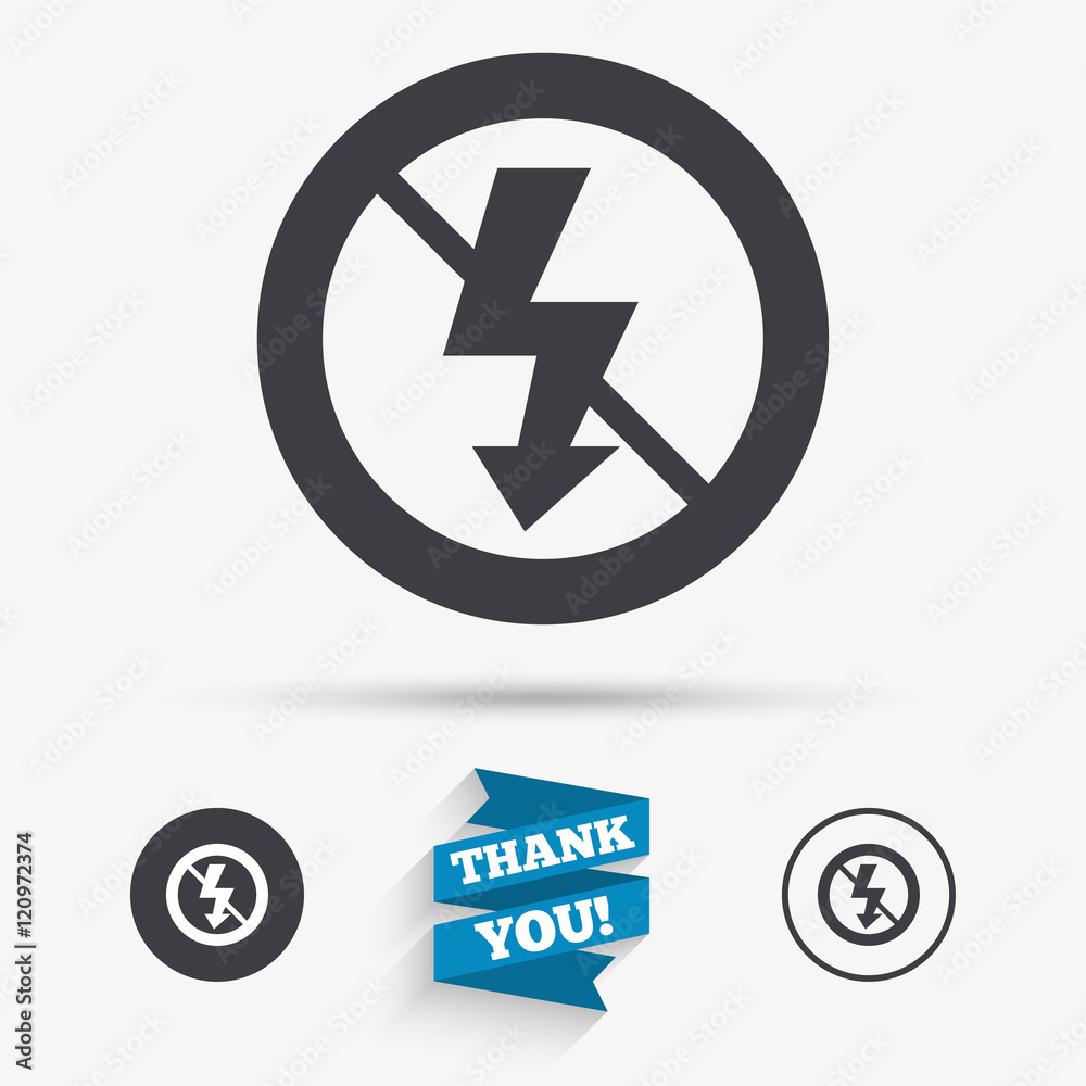 No Photo flash sign icon. Lightning symbol. No Photo flash sign icon. Lightning symbol.