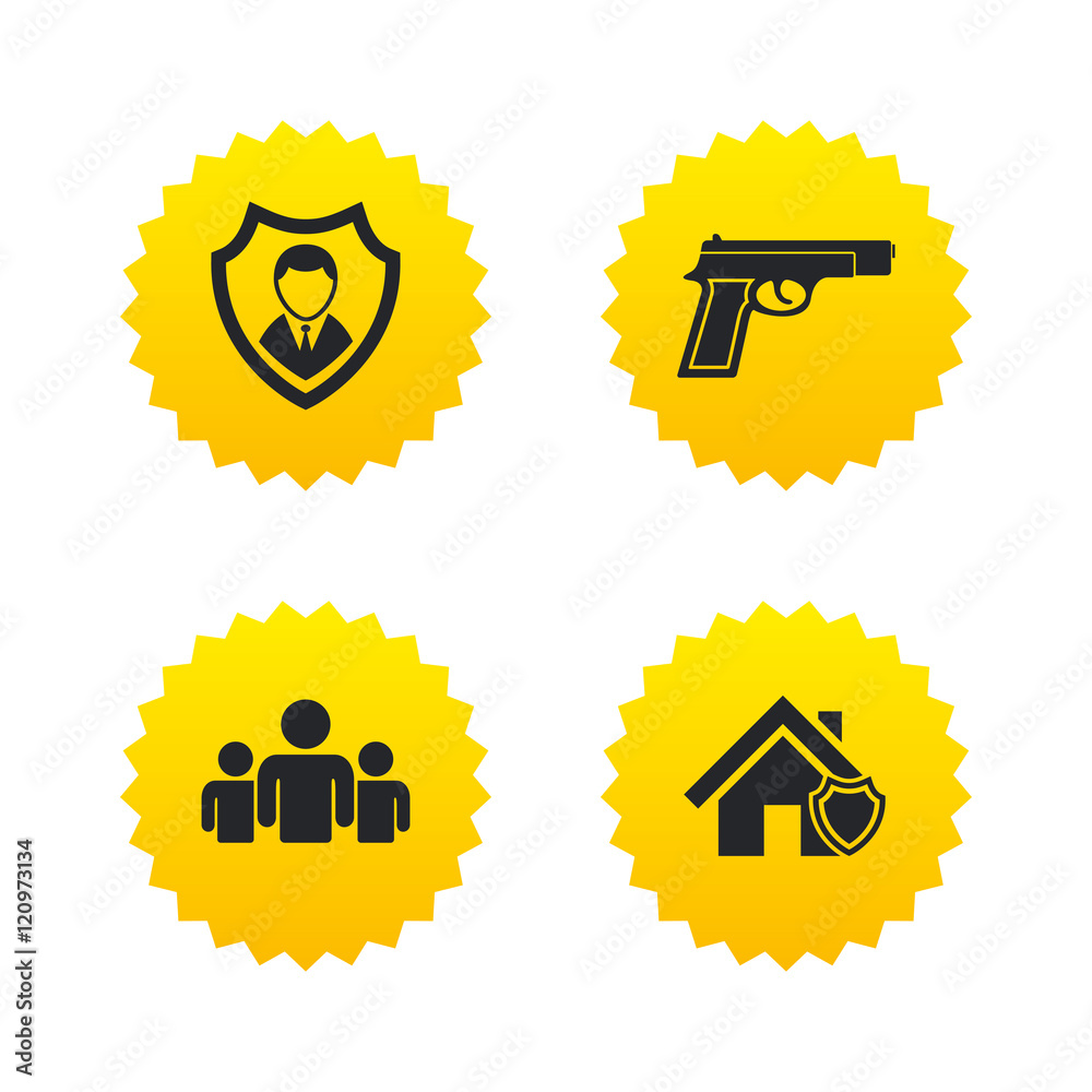 Security agency icons. Home shield protection.