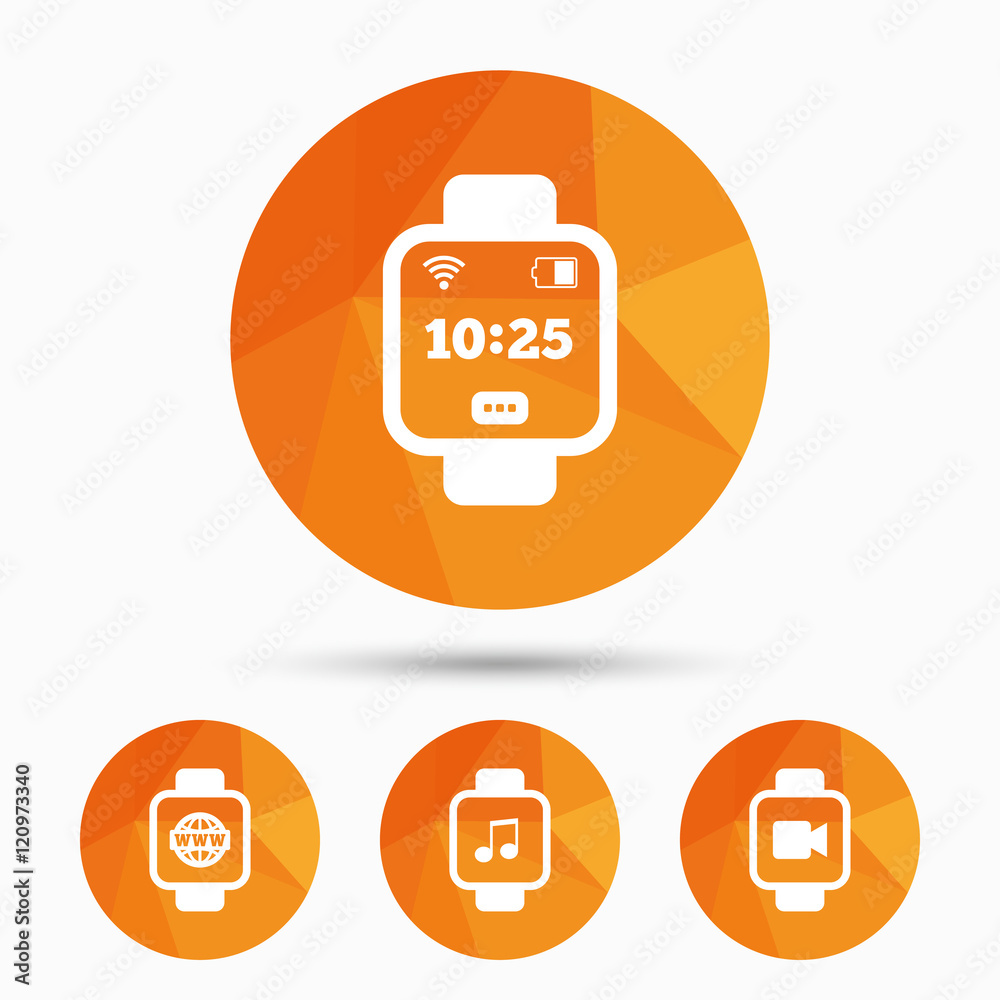 Smart watch icons. Wrist digital time clock. Smart watch icons. Wrist digital time clock.