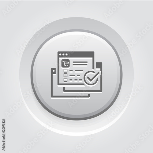 Order Processing Icon. Grey Button Design.