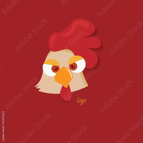 Rooster vector. Ready for package design, icon and other design elements. Vector image of a cock. Cartoon Cock. Funny Rooster Face. Surprised Rooster. Surprised or shocked Cock. Cockerel.