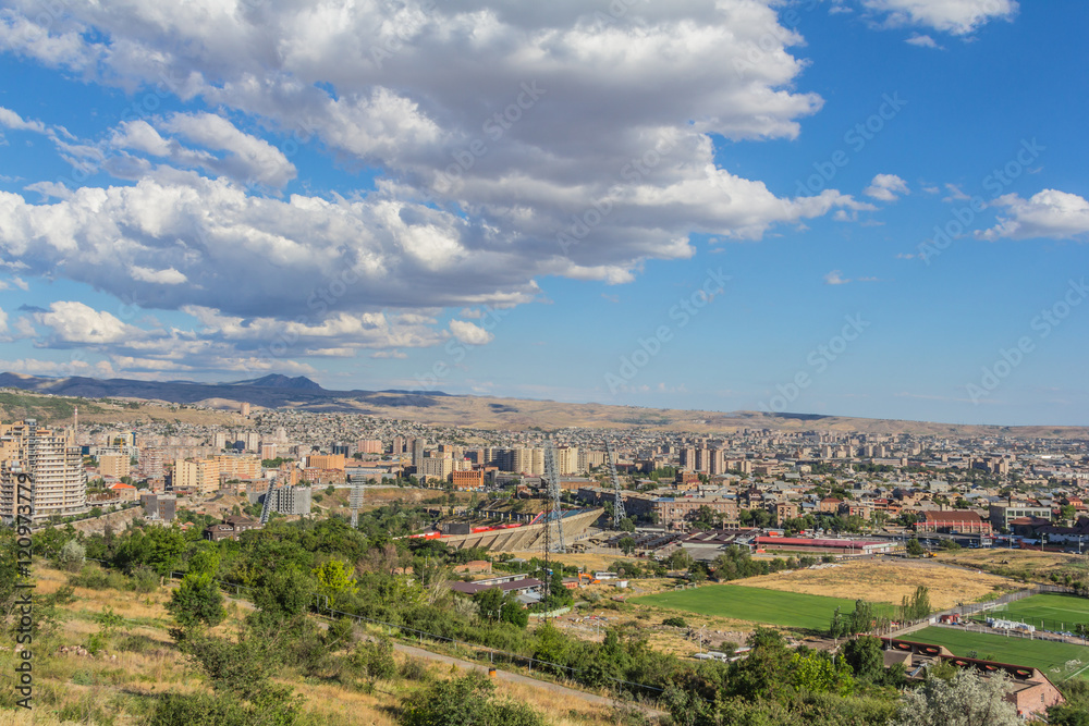 panoramic view of Yerevan from the hill of Tsitsernakaberd 