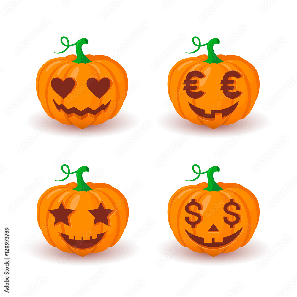 Fototapeta premium Various pumpkin faces.