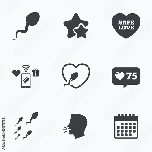 Sperm icons. Fertilization or insemination signs