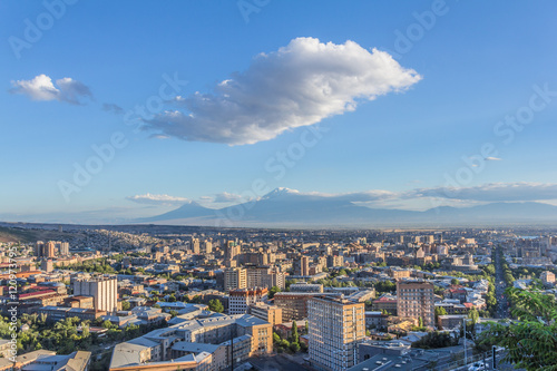 panoramic view of Yerevan and Mount Ararat from Victory Park 