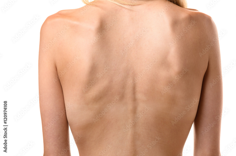 Rear view of the back of a thin woman Rear view of the back of a thin woman