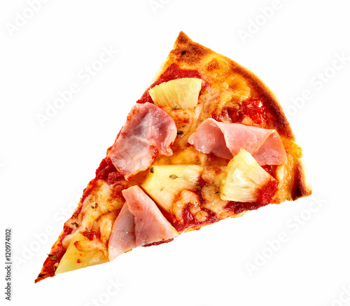 Pineapple and ham Italian pizza slice photo