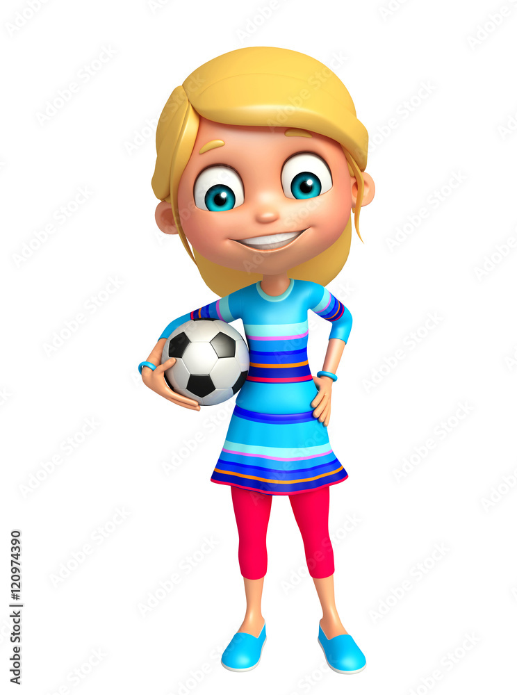 kid girl with Football