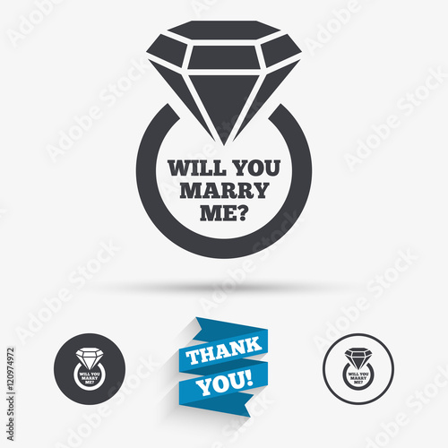 Marry me ring sign icon. Engagement symbol.