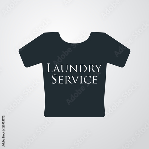 Icono plano texto Laundry Service en camiseta en fondo degradado
