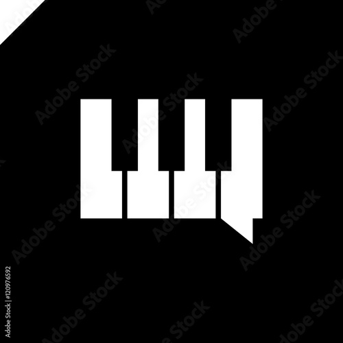 Music Chat Community Logo. Piano simple square logotype.