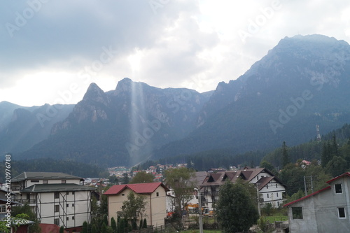 View with mountains Bucegi, Busteni, Brasov, Romania
